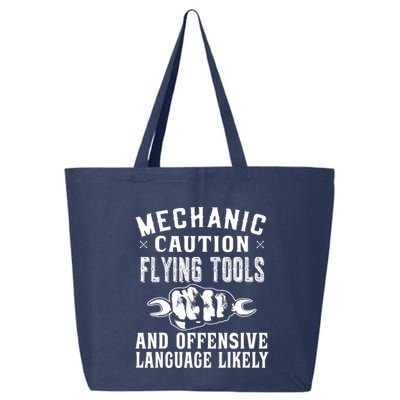 Mechanic Caution Flying Tools Funny Auto Mechanic 25L Jumbo Tote