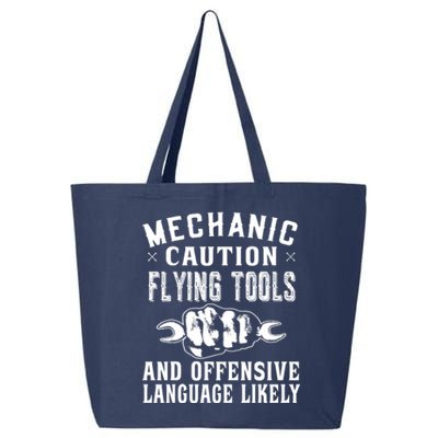 Mechanic Caution Flying Tools Funny Auto Mechanic 25L Jumbo Tote