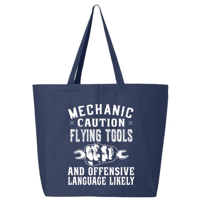 Mechanic Caution Flying Tools Funny Auto Mechanic 25L Jumbo Tote