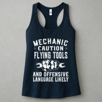 Mechanic Caution Flying Tools Funny Auto Mechanic Womens Tank Top