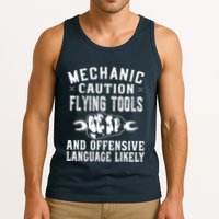 Mechanic Caution Flying Tools Funny Auto Mechanic Tank Top