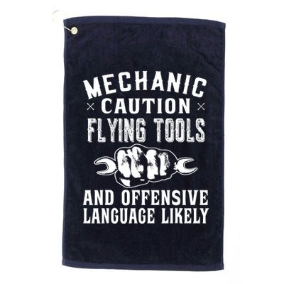Mechanic Caution Flying Tools Funny Auto Mechanic Golf Towel