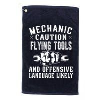 Mechanic Caution Flying Tools Funny Auto Mechanic Golf Towel