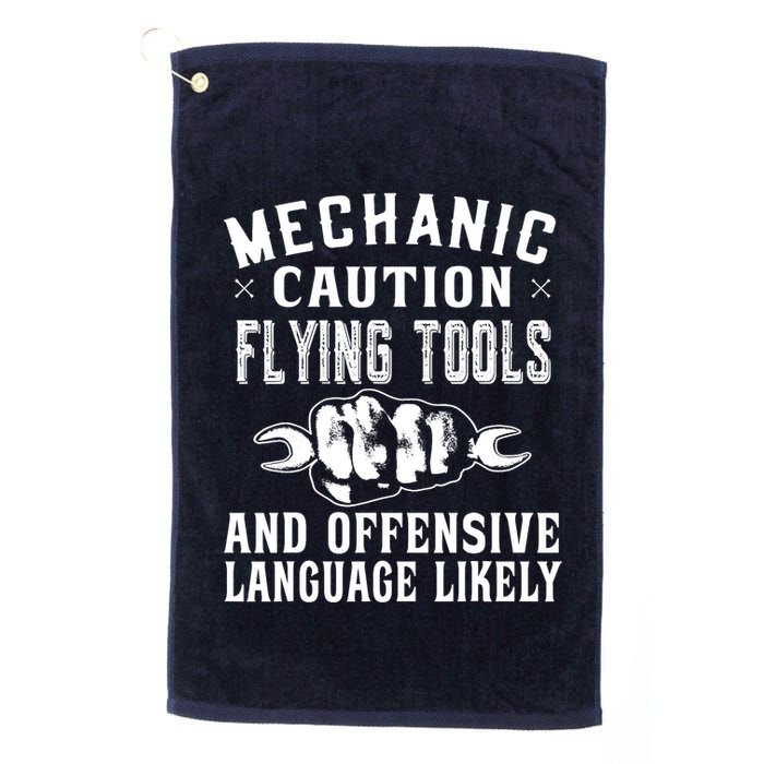 Mechanic Caution Flying Tools Funny Auto Mechanic Golf Towel