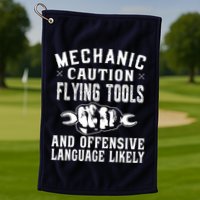 Mechanic Caution Flying Tools Funny Auto Mechanic Golf Towel
