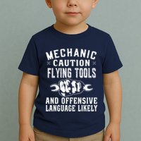 Mechanic Caution Flying Tools Funny Auto Mechanic Toddler T-Shirt