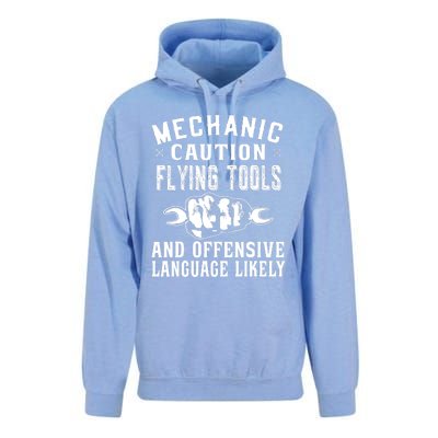 Mechanic Caution Flying Tools Funny Auto Mechanic Unisex Surf Hoodie