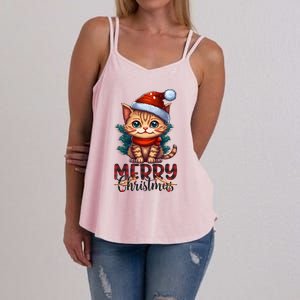 Merry Catmas Funny Cat Mom Cat Dad Christmas Cat Women's Strappy Tank