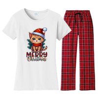 Merry Catmas Funny Cat Mom Cat Dad Christmas Cat Women's Flannel Pajama Set