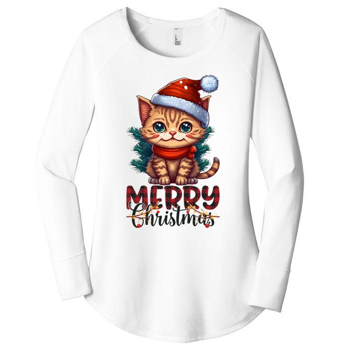 Merry Catmas Funny Cat Mom Cat Dad Christmas Cat Women's Perfect Tri Tunic Long Sleeve Shirt