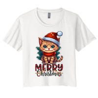 Merry Catmas Funny Cat Mom Cat Dad Christmas Cat Women's Crop Top Tee