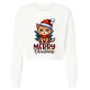 Merry Catmas Funny Cat Mom Cat Dad Christmas Cat Cropped Pullover Crew