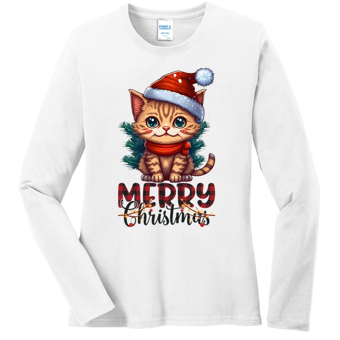 Merry Catmas Funny Cat Mom Cat Dad Christmas Cat Ladies Long Sleeve Shirt