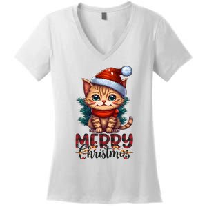 Merry Catmas Funny Cat Mom Cat Dad Christmas Cat Women's V-Neck T-Shirt