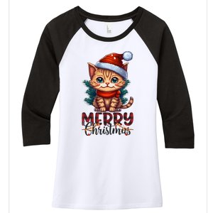 Merry Catmas Funny Cat Mom Cat Dad Christmas Cat Women's Tri-Blend 3/4-Sleeve Raglan Shirt