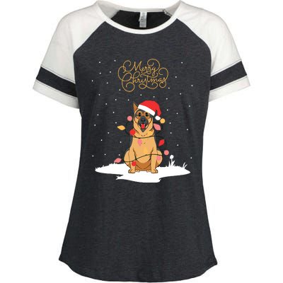 Merry Christmas Funny Xmas Christmas German Shepherd Enza Ladies Jersey Colorblock Tee