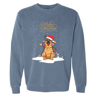 Merry Christmas Funny Xmas Christmas German Shepherd Garment-Dyed Sweatshirt