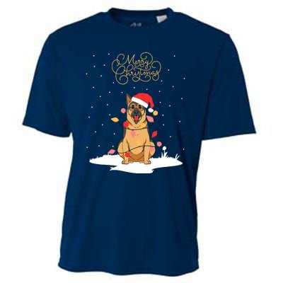 Merry Christmas Funny Xmas Christmas German Shepherd Cooling Performance Crew T-Shirt