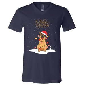 Merry Christmas Funny Xmas Christmas German Shepherd V-Neck T-Shirt