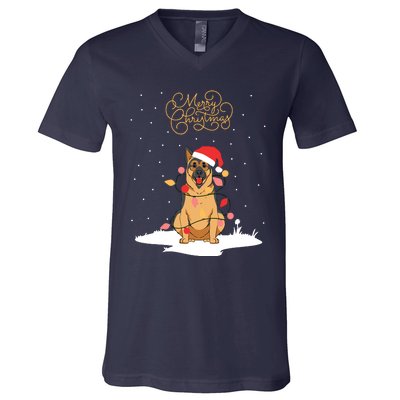 Merry Christmas Funny Xmas Christmas German Shepherd V-Neck T-Shirt