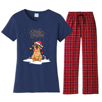 Merry Christmas Funny Xmas Christmas German Shepherd Women's Flannel Pajama Set