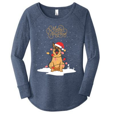 Merry Christmas Funny Xmas Christmas German Shepherd Women's Perfect Tri Tunic Long Sleeve Shirt