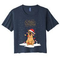 Merry Christmas Funny Xmas Christmas German Shepherd Women's Crop Top Tee