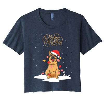 Merry Christmas Funny Xmas Christmas German Shepherd Women's Crop Top Tee