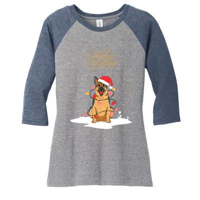 Merry Christmas Funny Xmas Christmas German Shepherd Women's Tri-Blend 3/4-Sleeve Raglan Shirt