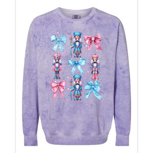 Merry Christmas Funny Nutcracker Coquette Bow Pin.K Gift Colorblast Crewneck Sweatshirt