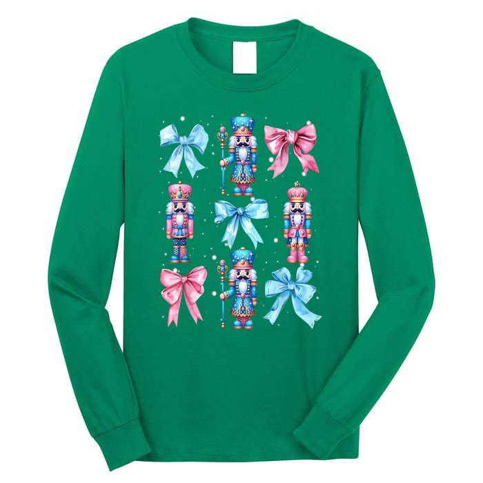 Merry Christmas Funny Nutcracker Coquette Bow Pin.K Gift Long Sleeve Shirt