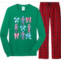 Merry Christmas Funny Nutcracker Coquette Bow Pin.K Gift Long Sleeve Pajama Set