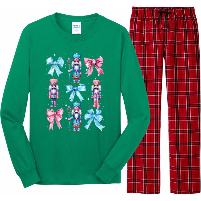 Merry Christmas Funny Nutcracker Coquette Bow Pin.K Gift Long Sleeve Pajama Set