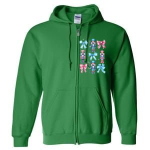 Merry Christmas Funny Nutcracker Coquette Bow Pin.K Gift Full Zip Hoodie