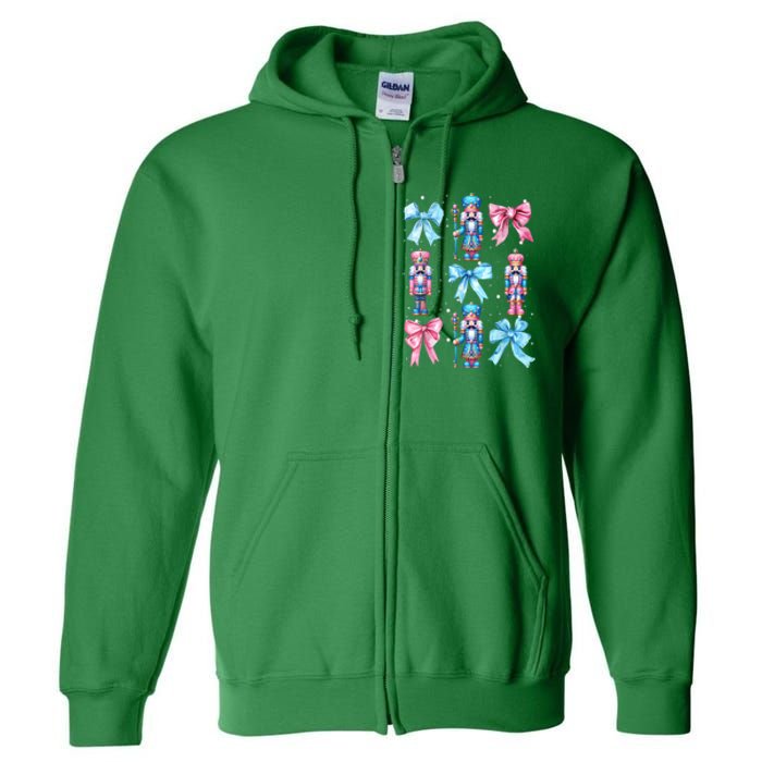 Merry Christmas Funny Nutcracker Coquette Bow Pin.K Gift Full Zip Hoodie