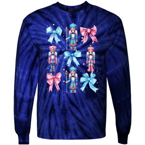 Merry Christmas Funny Nutcracker Coquette Bow Pin.K Gift Tie-Dye Long Sleeve Shirt