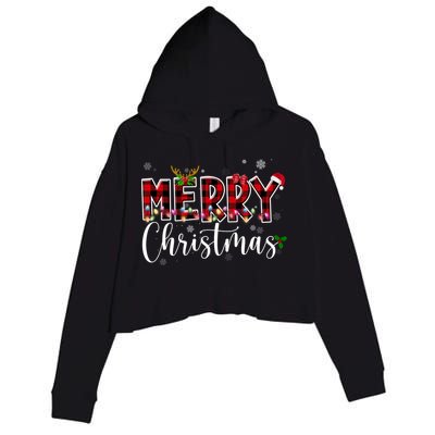 Merry Christmas Festive Cute Holiday Crop Fleece Hoodie