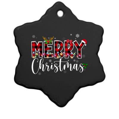 Merry Christmas Festive Cute Holiday Ceramic Star Ornament