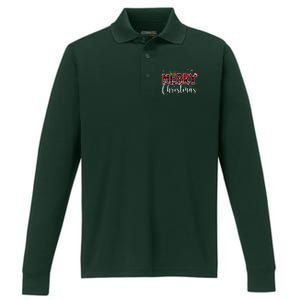 Merry Christmas Festive Cute Holiday Performance Long Sleeve Polo