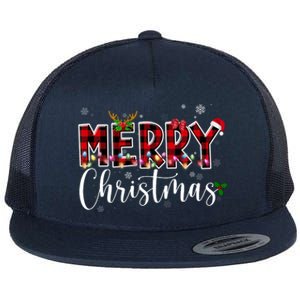 Merry Christmas Festive Cute Holiday Flat Bill Trucker Hat