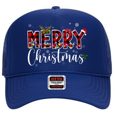 Merry Christmas Festive Cute Holiday High Crown Mesh Back Trucker Hat