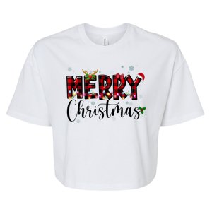 Merry Christmas Festive Cute Holiday Bella+Canvas Jersey Crop Tee