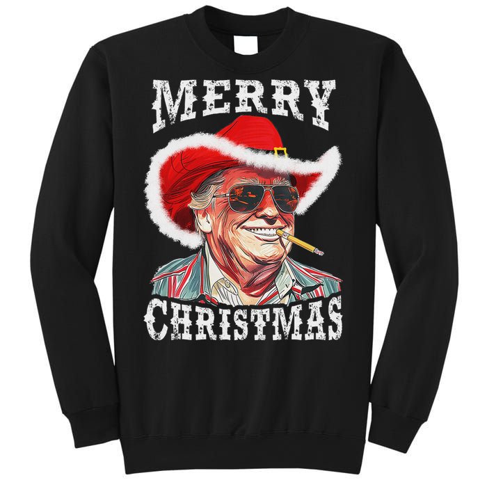 Merry Christmas Funny Trump Western Cowboy Matching Family Sweatshirt