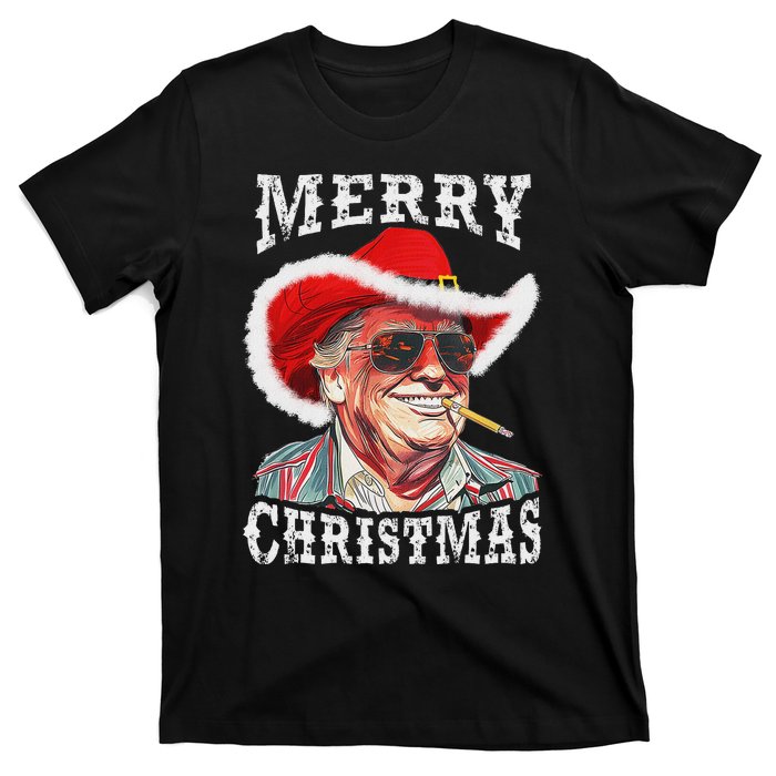 Merry Christmas Funny Trump Western Cowboy Matching Family T-Shirt