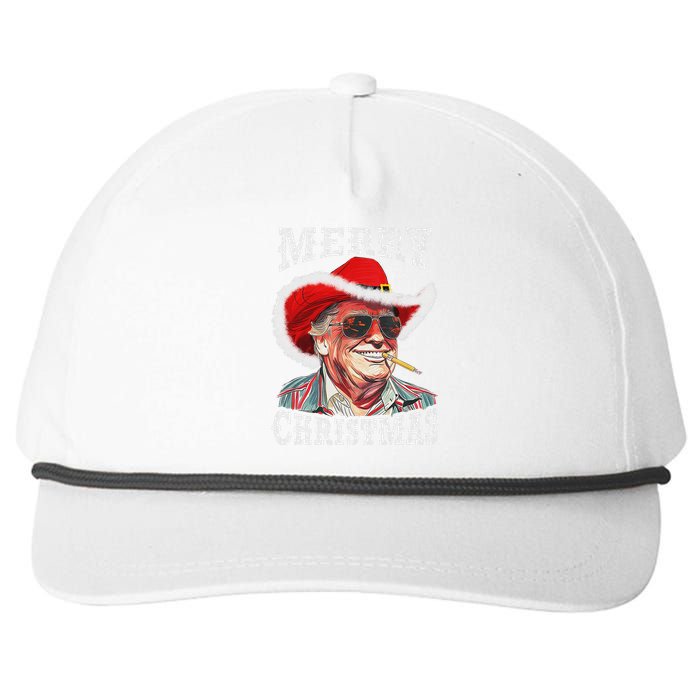 Merry Christmas Funny Trump Western Cowboy Matching Family Snapback Five-Panel Rope Hat