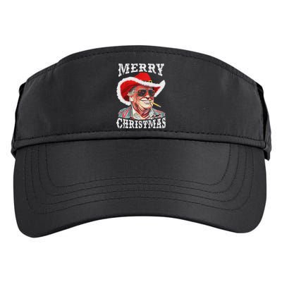 Merry Christmas Funny Trump Western Cowboy Matching Family Adult Drive Performance Visor