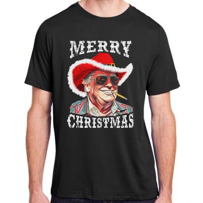 Merry Christmas Funny Trump Western Cowboy Matching Family Adult ChromaSoft Performance T-Shirt