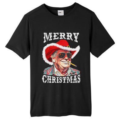 Merry Christmas Funny Trump Western Cowboy Matching Family Tall Fusion ChromaSoft Performance T-Shirt