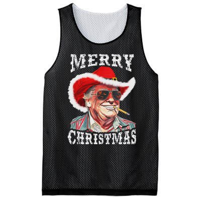 Merry Christmas Funny Trump Western Cowboy Matching Family Mesh Reversible Basketball Jersey Tank