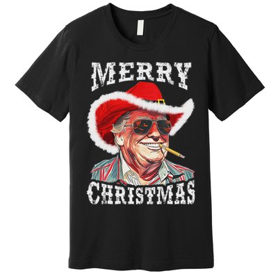 Merry Christmas Funny Trump Western Cowboy Matching Family Premium T-Shirt